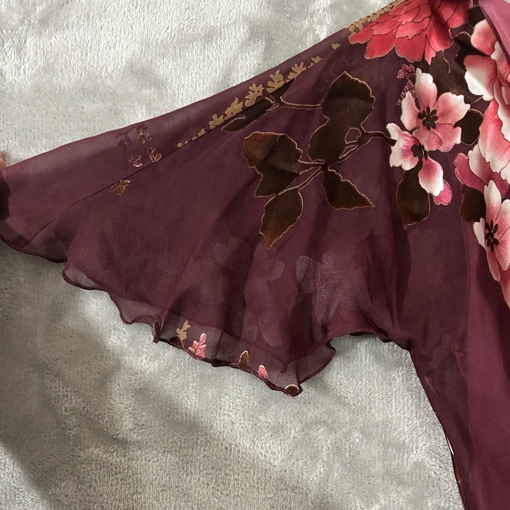 Monsoon y2k baby doll bust line silk floral maxi dress - Picture 4 of 16